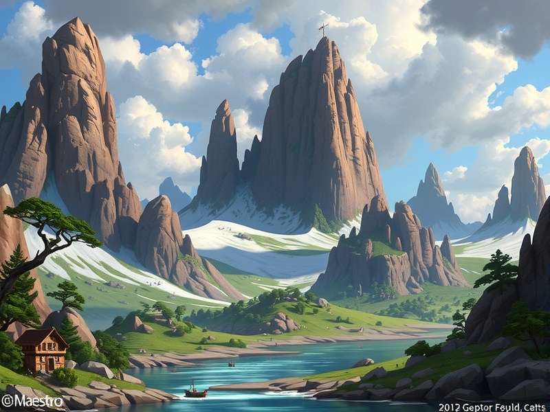 Maestros Fabled Lands Game Cover Art - Ancient Indian Mythological Landscape with Modern RPG Elements